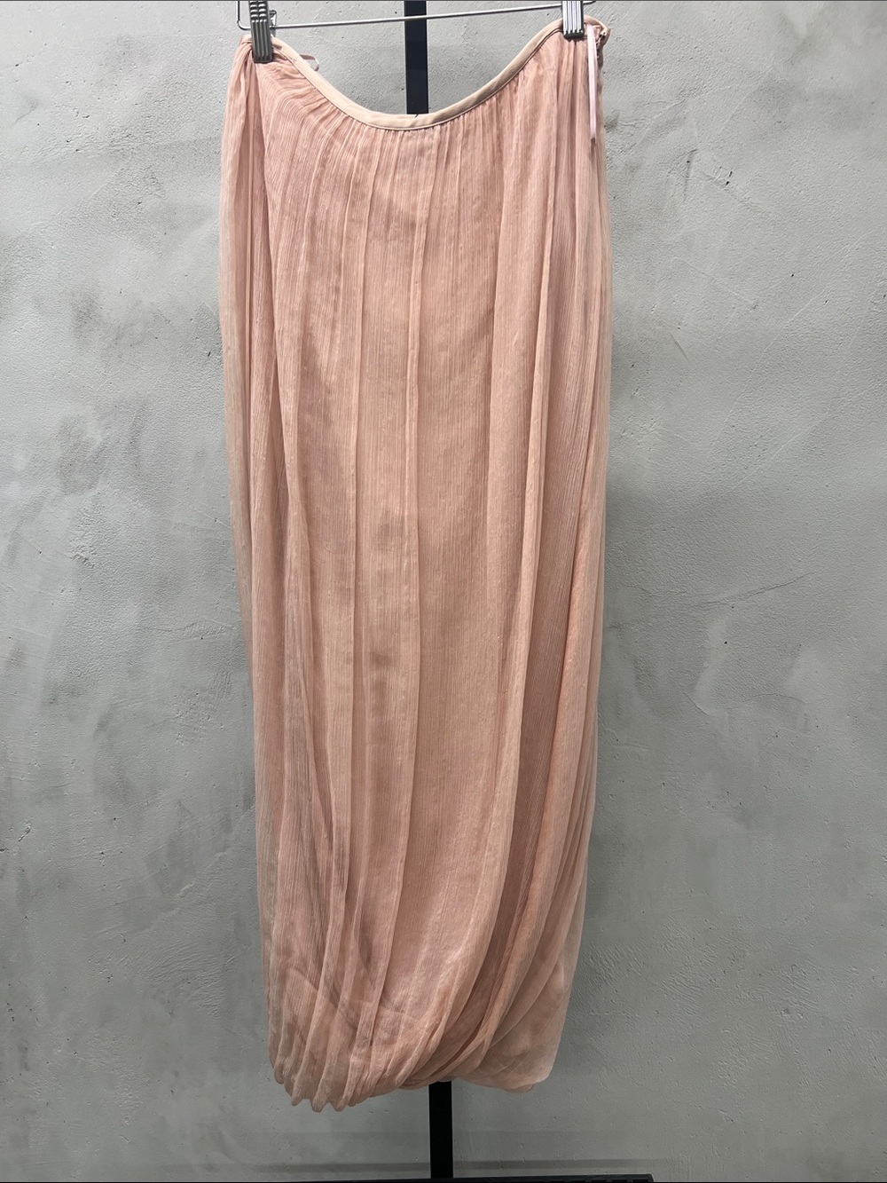 Blush Pleated Maxi Skirt with Elastic Waist